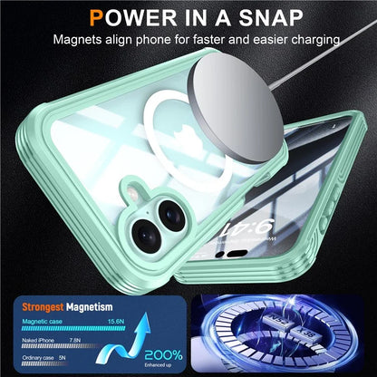 For iPhone 16 Plus Magnetic Case with Screen Film Full Protection PC + TPU Phone Cover