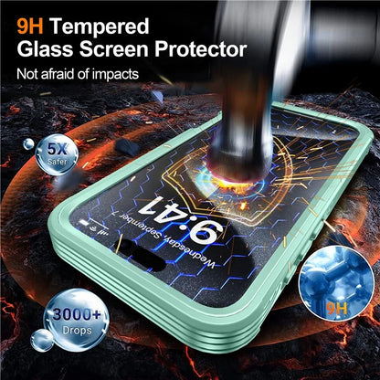 For iPhone 16 Plus Magnetic Case with Screen Film Full Protection PC + TPU Phone Cover