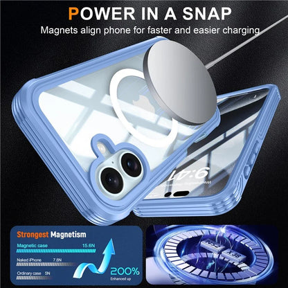 For iPhone 16 Plus Magnetic Case with Screen Film Full Protection PC + TPU Phone Cover