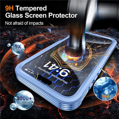 For iPhone 16 Plus Magnetic Case with Screen Film Full Protection PC + TPU Phone Cover