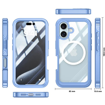 For iPhone 16 Plus Magnetic Case with Screen Film Full Protection PC + TPU Phone Cover