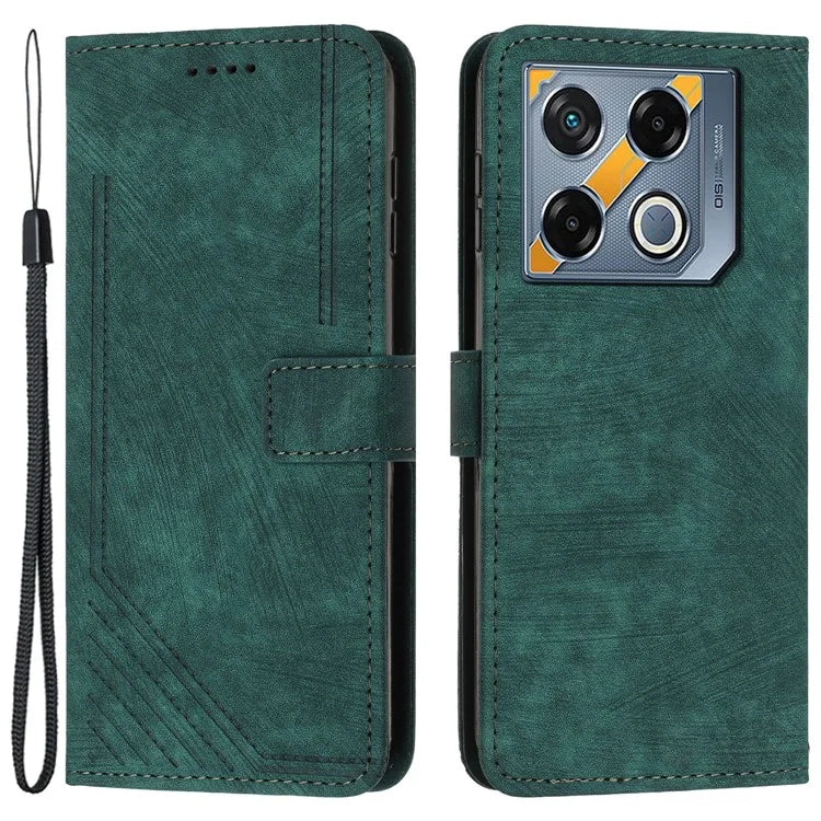 For Infinix GT 20 Pro 5G Phone Case Lines Imprinted Shockproof Leather Wallet Stand Cover