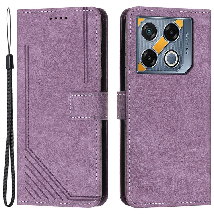 For Infinix GT 20 Pro 5G Phone Case Lines Imprinted Shockproof Leather Wallet Stand Cover