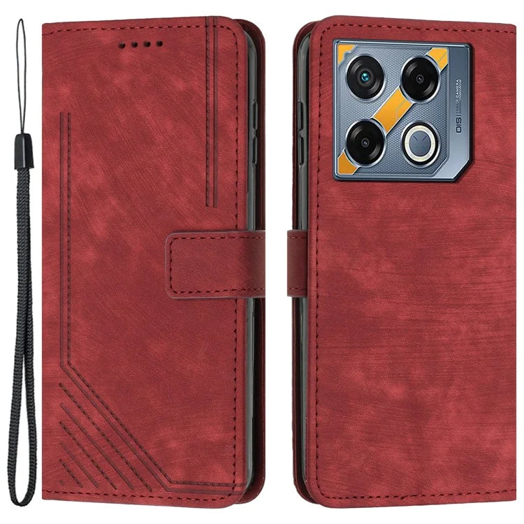 For Infinix GT 20 Pro 5G Phone Case Lines Imprinted Shockproof Leather Wallet Stand Cover