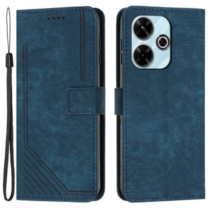 For Xiaomi Poco M6 4G / Redmi 13 5G / 13 4G / Note 13R 5G Case Lines Imprint Shockproof PU Leather Phone Shell