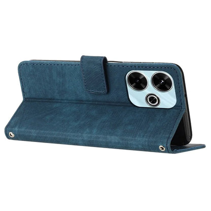For Xiaomi Poco M6 4G / Redmi 13 5G / 13 4G / Note 13R 5G Case Lines Imprint Shockproof PU Leather Phone Shell
