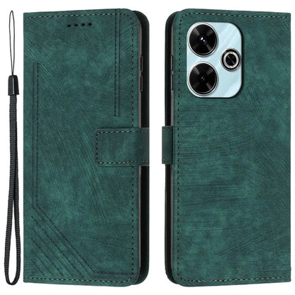 For Xiaomi Poco M6 4G / Redmi 13 5G / 13 4G / Note 13R 5G Case Lines Imprint Shockproof PU Leather Phone Shell