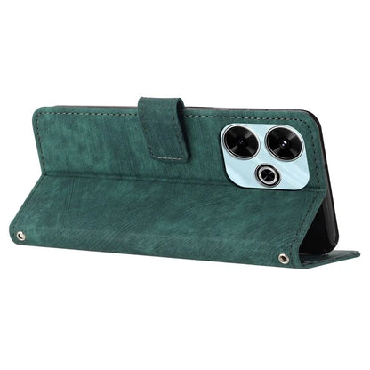 For Xiaomi Poco M6 4G / Redmi 13 5G / 13 4G / Note 13R 5G Case Lines Imprint Shockproof PU Leather Phone Shell
