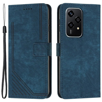 For Honor 200 Lite Case Lines Imprinted Drop-Proof Leather Wallet Stand Phone Cover