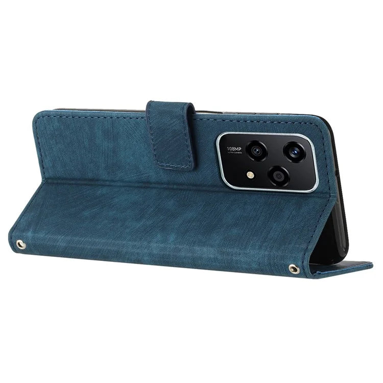 For Honor 200 Lite Case Lines Imprinted Drop-Proof Leather Wallet Stand Phone Cover