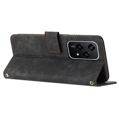 For Honor 200 Lite Case Lines Imprinted Drop-Proof Leather Wallet Stand Phone Cover