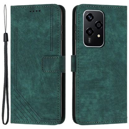 For Honor 200 Lite Case Lines Imprinted Drop-Proof Leather Wallet Stand Phone Cover