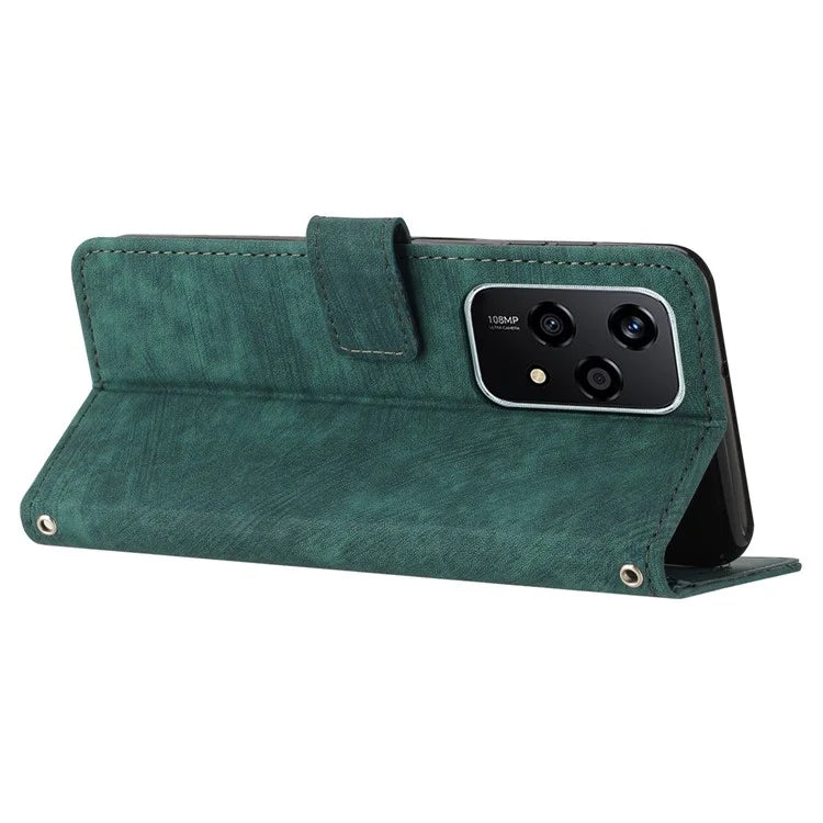 For Honor 200 Lite Case Lines Imprinted Drop-Proof Leather Wallet Stand Phone Cover