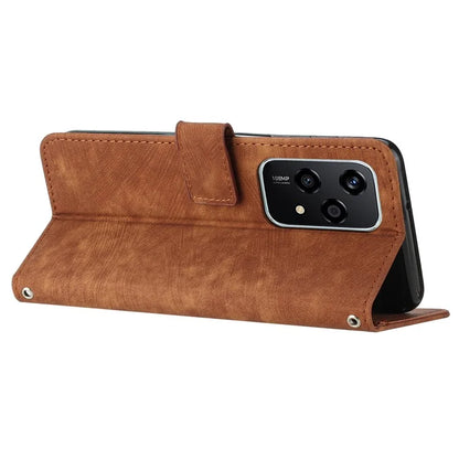 For Honor 200 Lite Case Lines Imprinted Drop-Proof Leather Wallet Stand Phone Cover