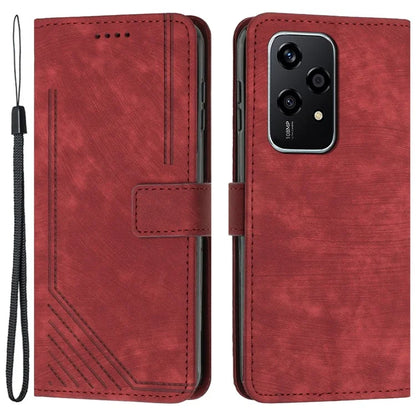 For Honor 200 Lite Case Lines Imprinted Drop-Proof Leather Wallet Stand Phone Cover