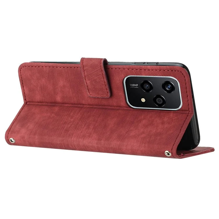 For Honor 200 Lite Case Lines Imprinted Drop-Proof Leather Wallet Stand Phone Cover