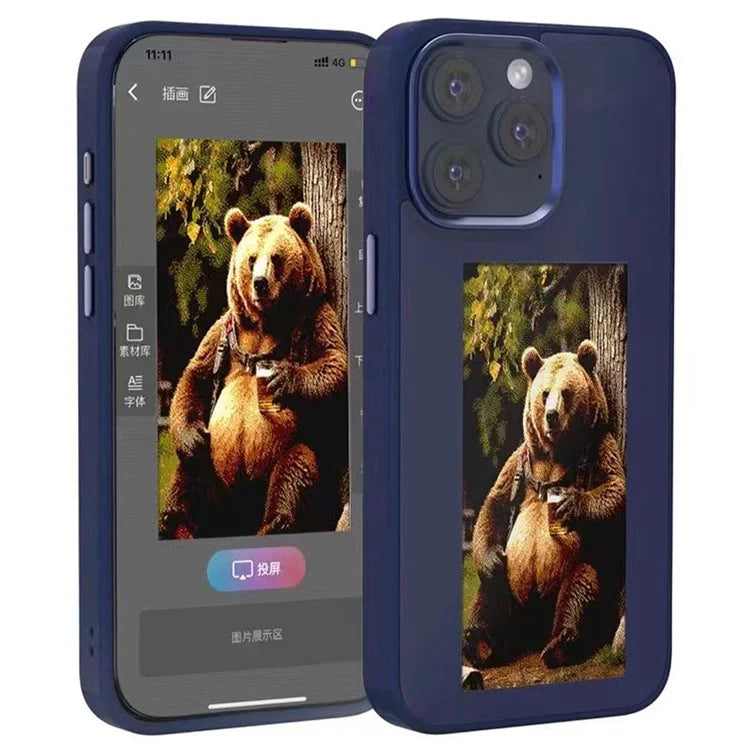 For iPhone 14 Pro Max E Ink Phone Case Customized Screen Pattern Four Color Display