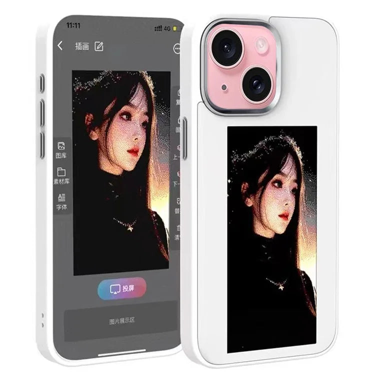 For iPhone 13 / 14 E Ink Phone Case 4-Color Screen, DIY Wireless NFC Photo Display