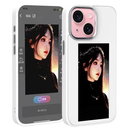 For iPhone 13 / 14 E Ink Phone Case 4-Color Screen, DIY Wireless NFC Photo Display