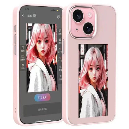 For iPhone 13 / 14 E Ink Phone Case 4-Color Screen, DIY Wireless NFC Photo Display