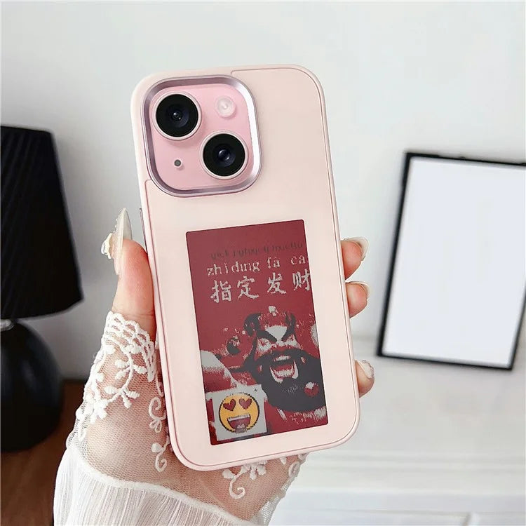 For iPhone 13 / 14 E Ink Phone Case 4-Color Screen, DIY Wireless NFC Photo Display