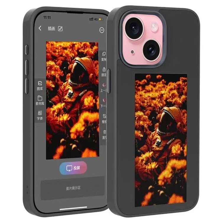 For iPhone 13 / 14 E Ink Phone Case 4-Color Screen, DIY Wireless NFC Photo Display