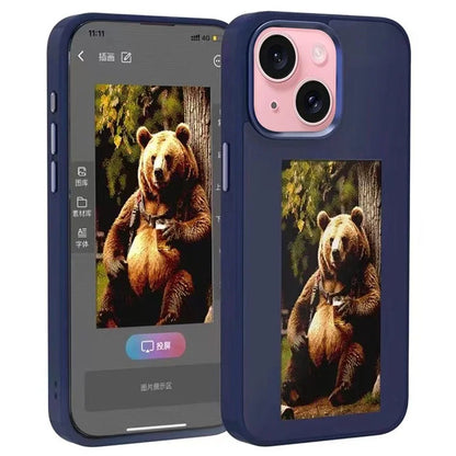 For iPhone 13 / 14 E Ink Phone Case 4-Color Screen, DIY Wireless NFC Photo Display