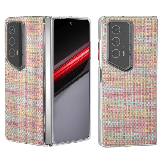 For Honor Magic V2 RSR Porsche Design Case Plaid Texture Clear Edge Leather+PC Phone Cover