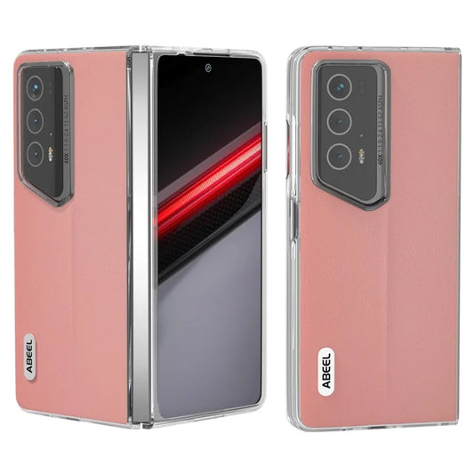 ABEEL For Honor Magic V2 RSR Porsche Design Case Genuine Cow Leather+PC Phone Cover Wave Texture