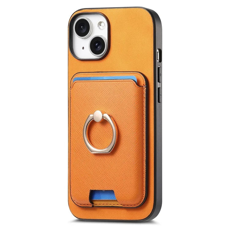 For iPhone 14 Case Ring Kickstand Phone Cover with Detachable Magnetic Card Slot