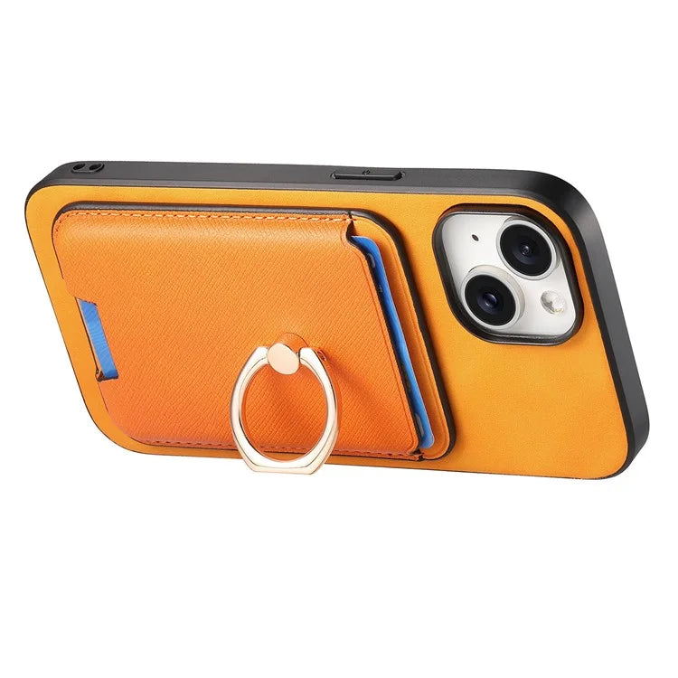For iPhone 14 Case Ring Kickstand Phone Cover with Detachable Magnetic Card Slot