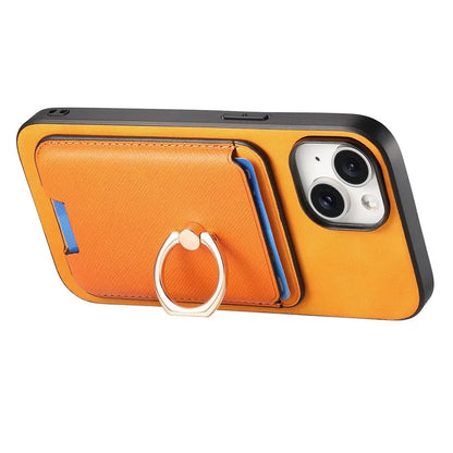 For iPhone 14 Case Ring Kickstand Phone Cover with Detachable Magnetic Card Slot