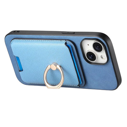 For iPhone 14 Case Ring Kickstand Phone Cover with Detachable Magnetic Card Slot