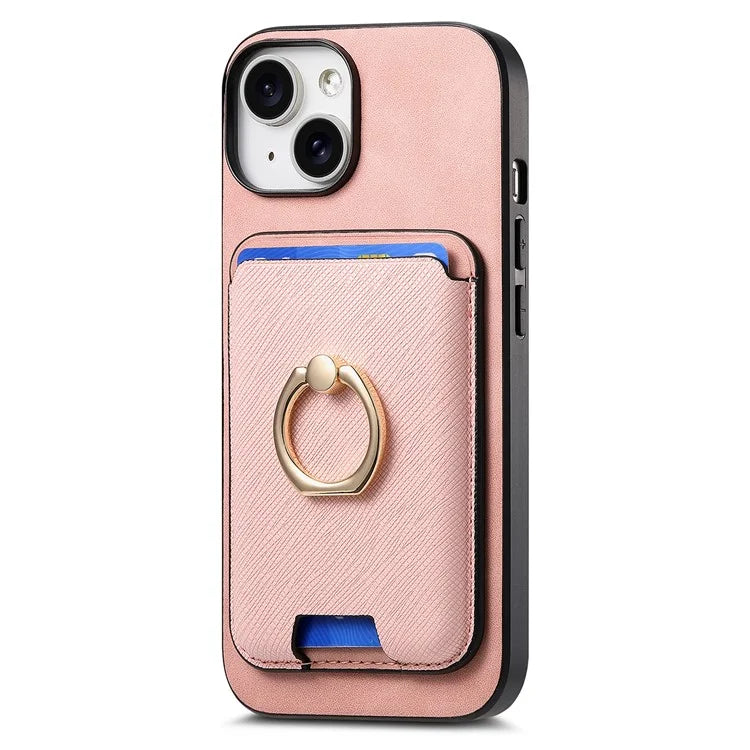 For iPhone 14 Case Ring Kickstand Phone Cover with Detachable Magnetic Card Slot