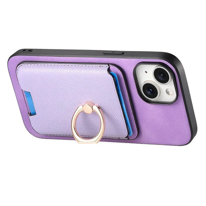 For iPhone 14 Case Ring Kickstand Phone Cover with Detachable Magnetic Card Slot