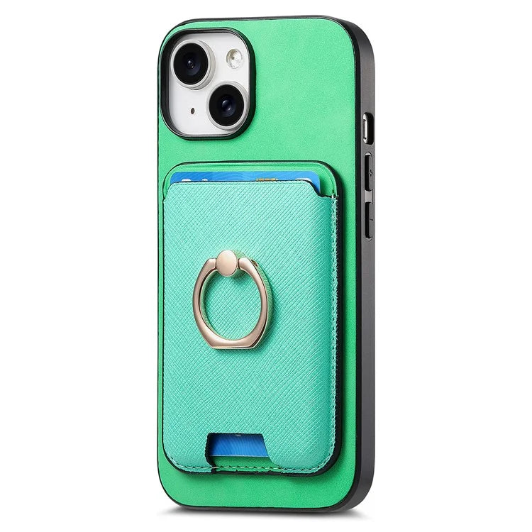 For iPhone 14 Case Ring Kickstand Phone Cover with Detachable Magnetic Card Slot