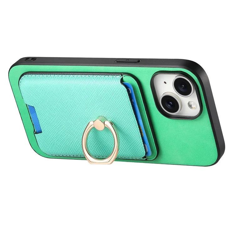 For iPhone 14 Case Ring Kickstand Phone Cover with Detachable Magnetic Card Slot