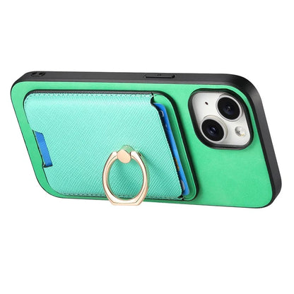 For iPhone 14 Case Ring Kickstand Phone Cover with Detachable Magnetic Card Slot