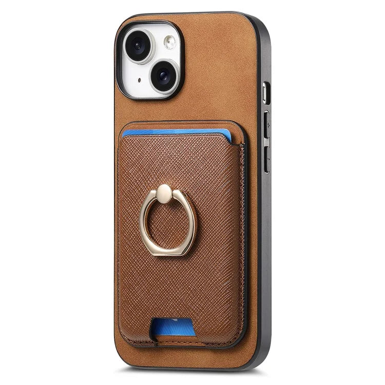 For iPhone 14 Case Ring Kickstand Phone Cover with Detachable Magnetic Card Slot