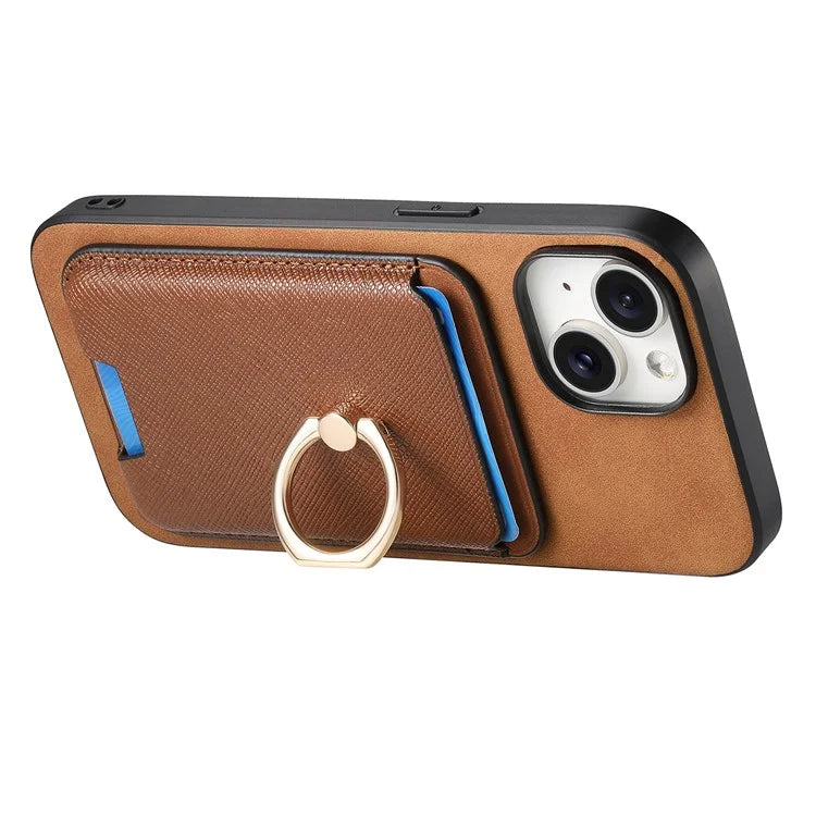 For iPhone 14 Case Ring Kickstand Phone Cover with Detachable Magnetic Card Slot