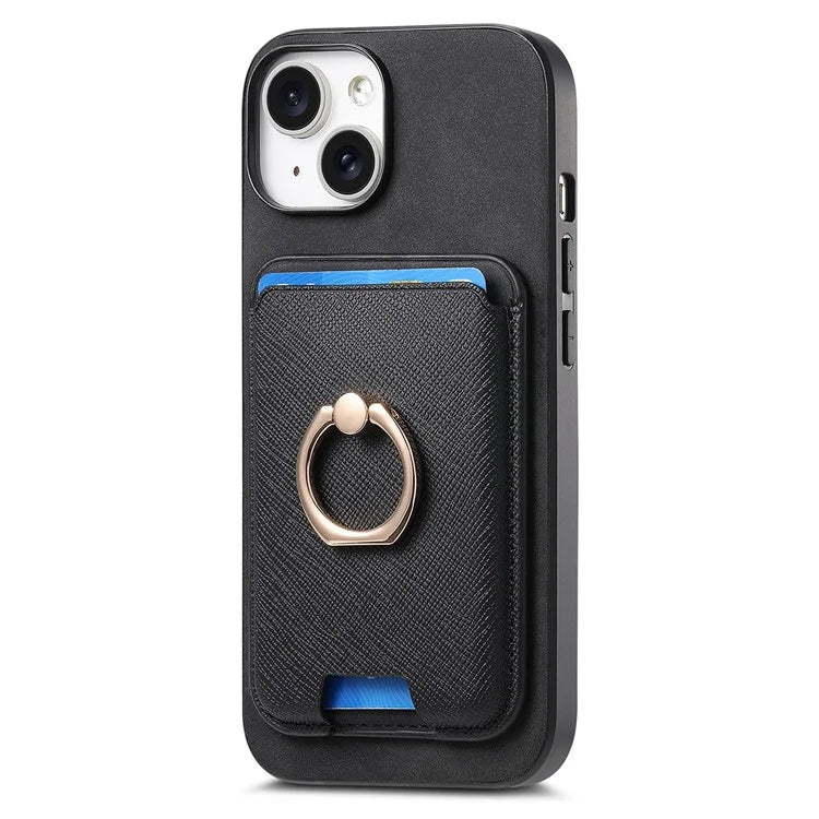 For iPhone 14 Case Ring Kickstand Phone Cover with Detachable Magnetic Card Slot