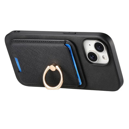 For iPhone 14 Case Ring Kickstand Phone Cover with Detachable Magnetic Card Slot
