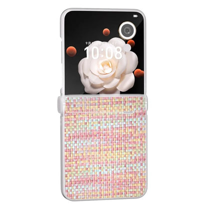 For Honor Magic V Flip 5G Case Matte Edge Plaid Texture Hinge Leather+PC Phone Cover