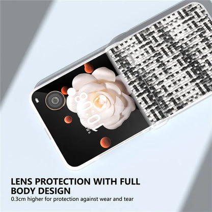 For Honor Magic V Flip 5G Case Matte Edge Plaid Texture Hinge Leather+PC Phone Cover