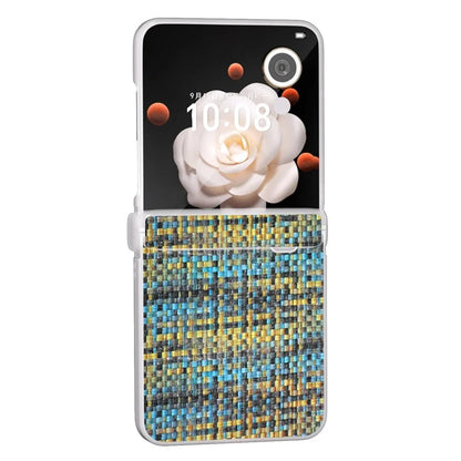 For Honor Magic V Flip 5G Case Matte Edge Plaid Texture Hinge Leather+PC Phone Cover