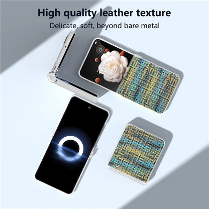 For Honor Magic V Flip 5G Case Matte Edge Plaid Texture Hinge Leather+PC Phone Cover