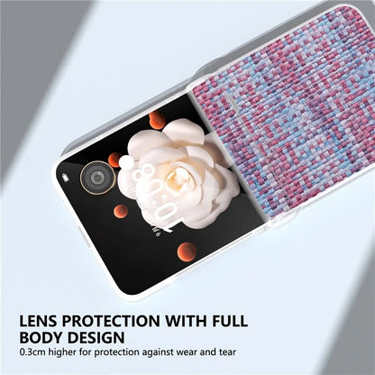 For Honor Magic V Flip 5G Case Matte Edge Plaid Texture Hinge Leather+PC Phone Cover