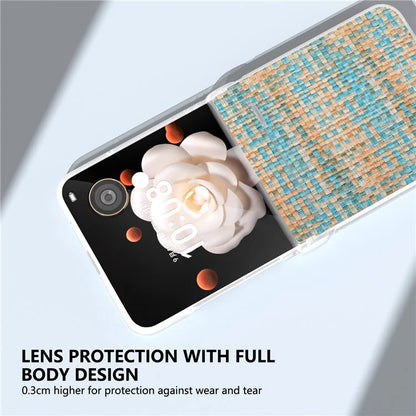 For Honor Magic V Flip 5G Case Matte Edge Plaid Texture Hinge Leather+PC Phone Cover