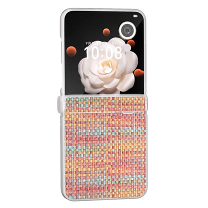 For Honor Magic V Flip 5G Case Matte Edge Plaid Texture Hinge Leather+PC Phone Cover