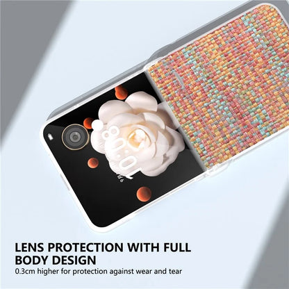 For Honor Magic V Flip 5G Case Matte Edge Plaid Texture Hinge Leather+PC Phone Cover